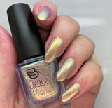 Easter Duo -  Egg-static  Aurora shimmer- moves through gold, lavender and green with iridescent colour changing flakes