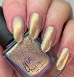 Easter Duo -  Egg-static  Aurora shimmer- moves through gold, lavender and green with iridescent colour changing flakes