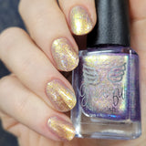 Easter Duo -  Egg-static  Aurora shimmer- moves through gold, lavender and green with iridescent colour changing flakes