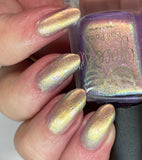 Easter Duo -  Egg-static  Aurora shimmer- moves through gold, lavender and green with iridescent colour changing flakes