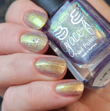 Easter Duo -  Egg-static  Aurora shimmer- moves through gold, lavender and green with iridescent colour changing flakes