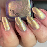 Easter Duo -  Egg-static  Aurora shimmer- moves through gold, lavender and green with iridescent colour changing flakes